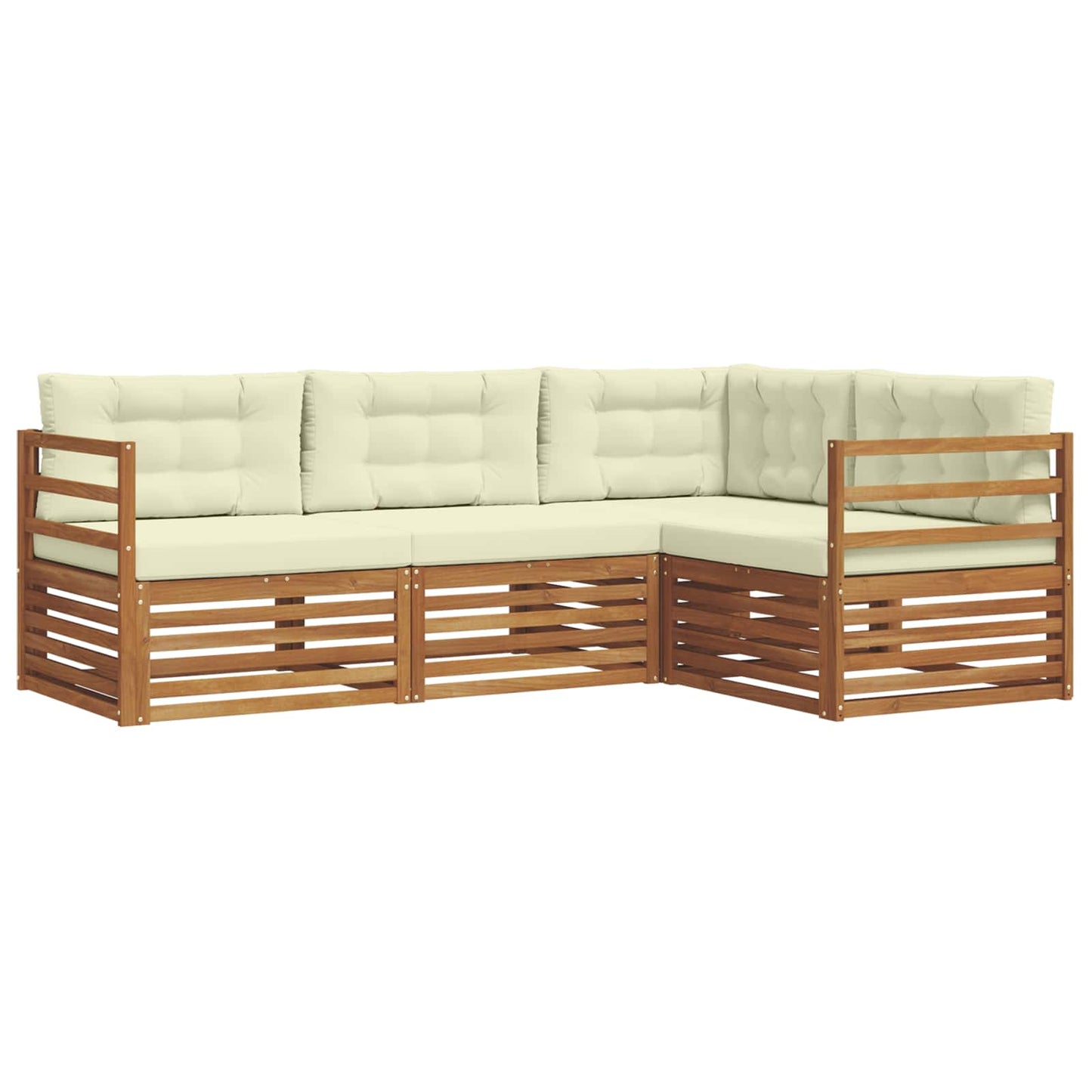Set di divani da esterno con cuscino 4 pcs Naturale e Crema