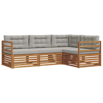 Set di divani da esterno 4 pcs Grigio Naturale e Chiaro