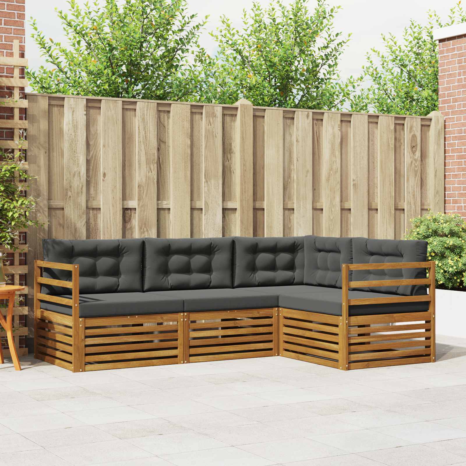 Set di divani da esterno con cuscino 4 pcs Naturale e Antracite | homemem39