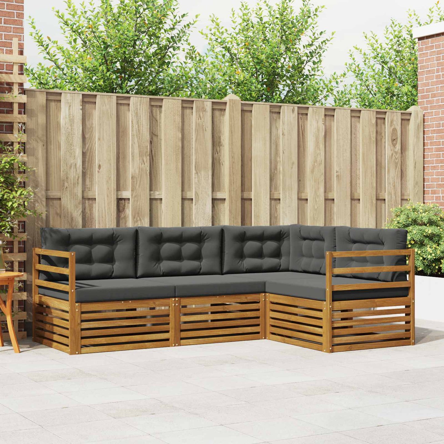 Set di divani da esterno con cuscino 4 pcs Naturale e Antracite