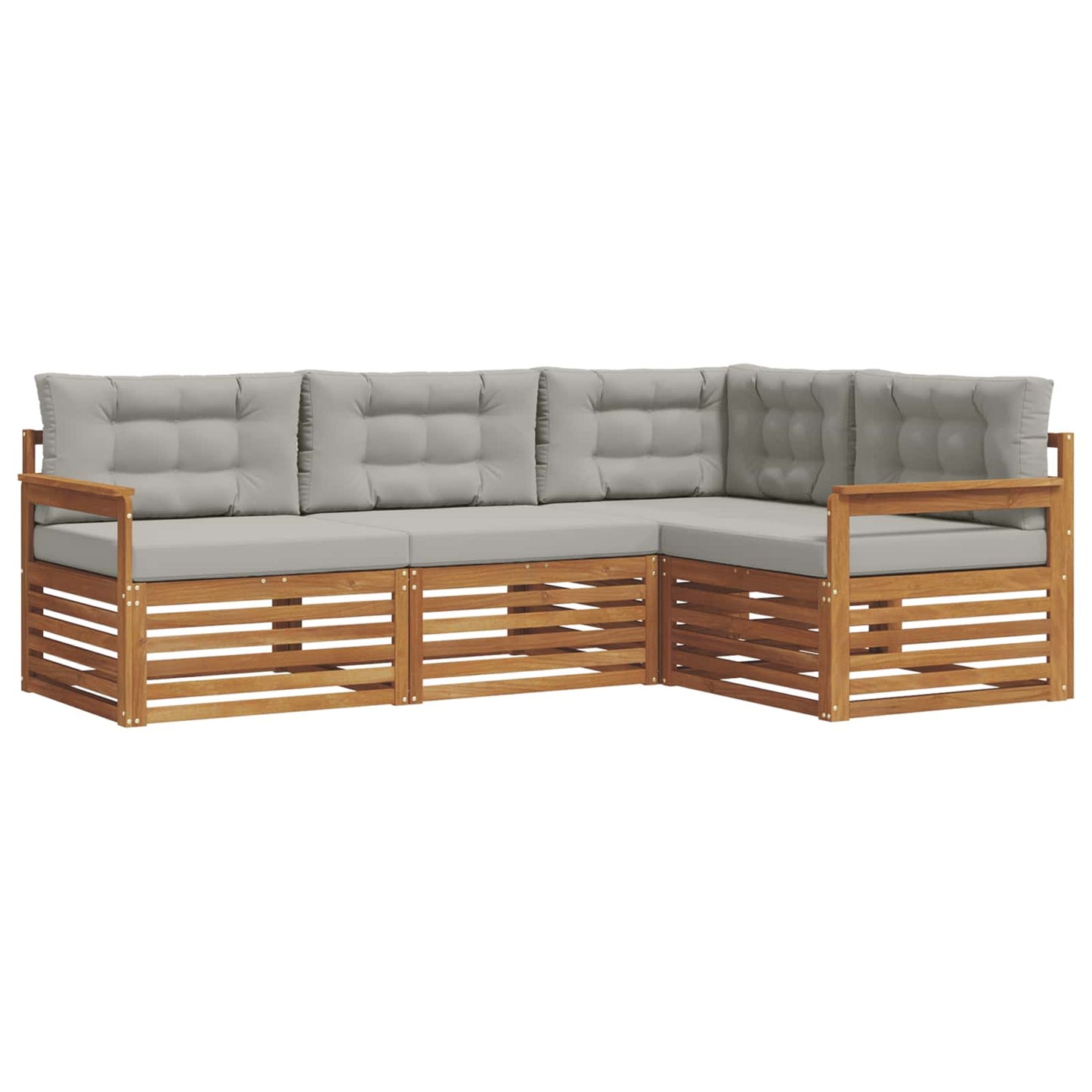 Set di divani da esterno 4 pcs Grigio Naturale e Chiaro | homemem39