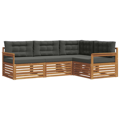 Set di divani da esterno con cuscino 4 pcs Naturale e Antracite | homemem39