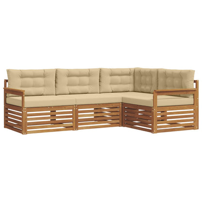 Set di divani da esterno con cuscino 4 pcs Naturale e Beige | homemem39