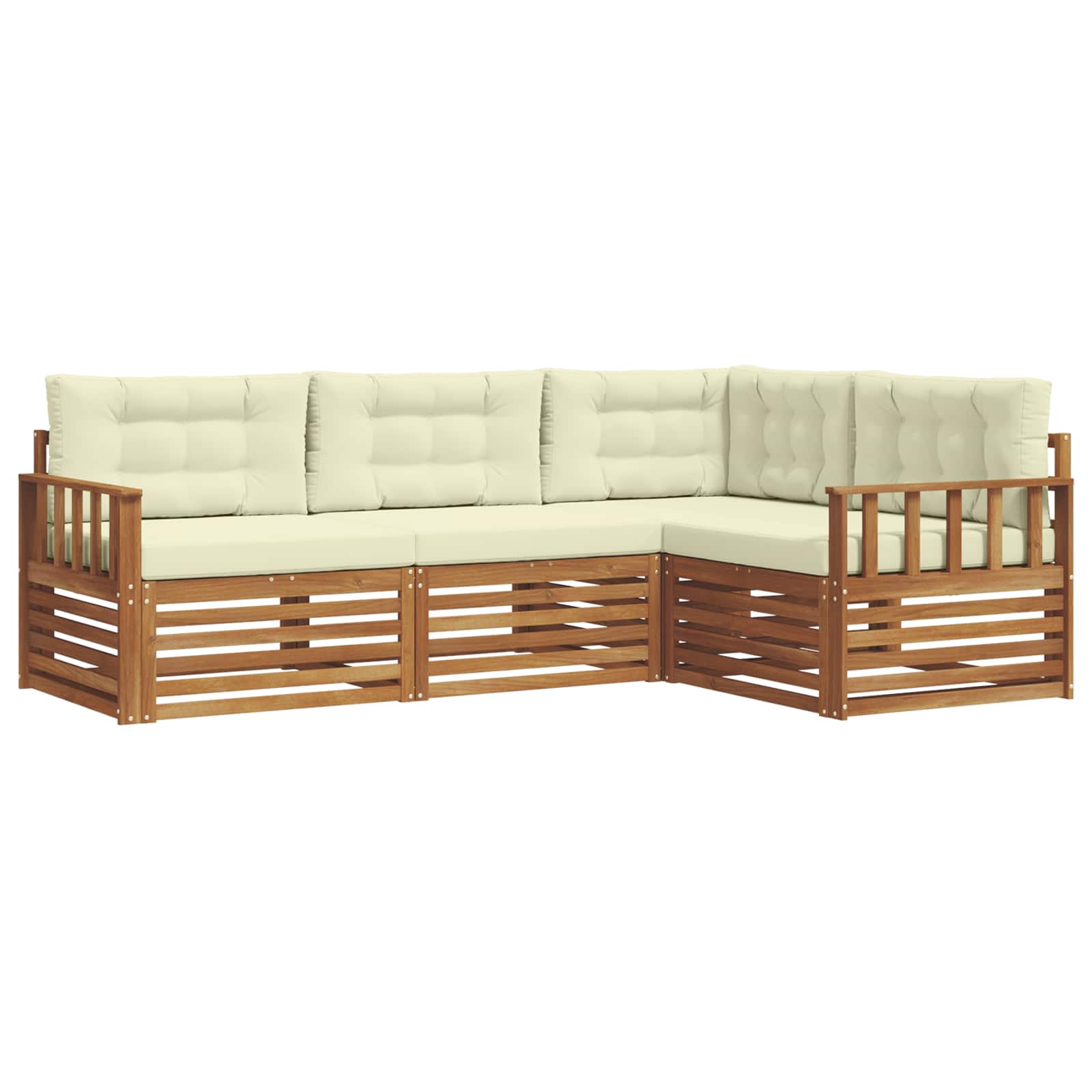 Set di divani da esterno con cuscino 4 pcs Naturale e Crema | homemem39