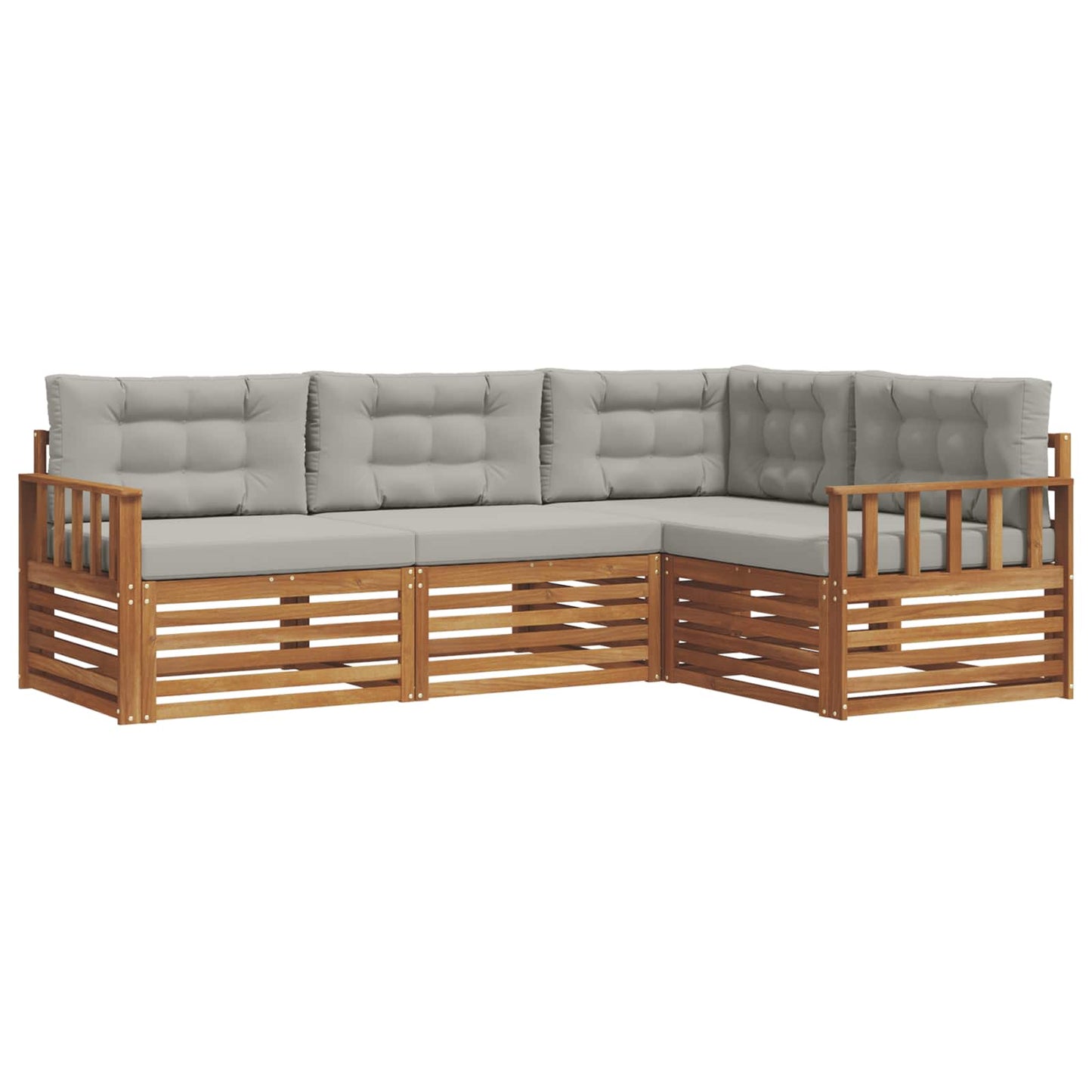 Set di divani da esterno 4 pcs Grigio Naturale e Chiaro | homemem39