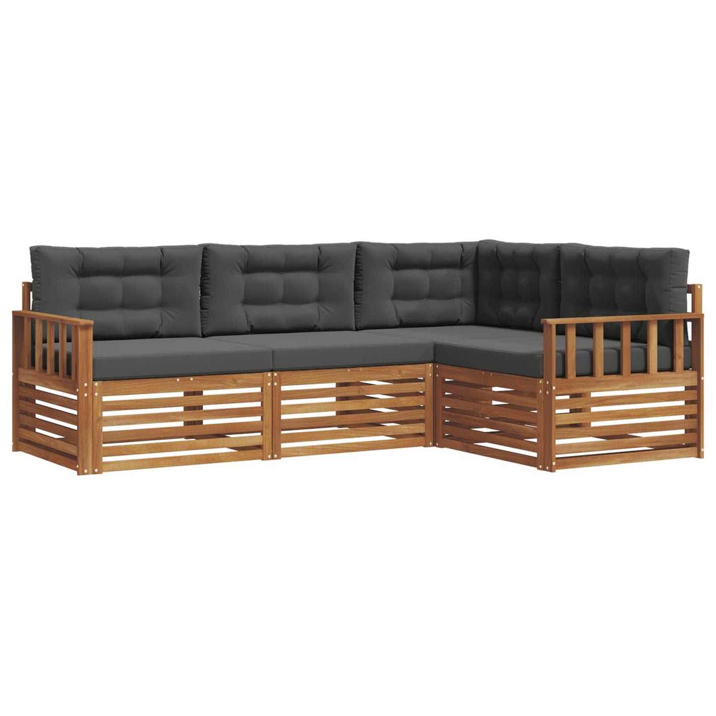 Set di divani da esterno con cuscino 4 pcs Naturale e Antracite | homemem39