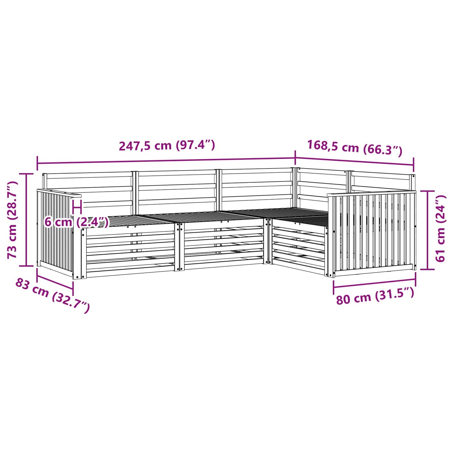 Set di divani da esterno 4 pcs Naturale | homemem39