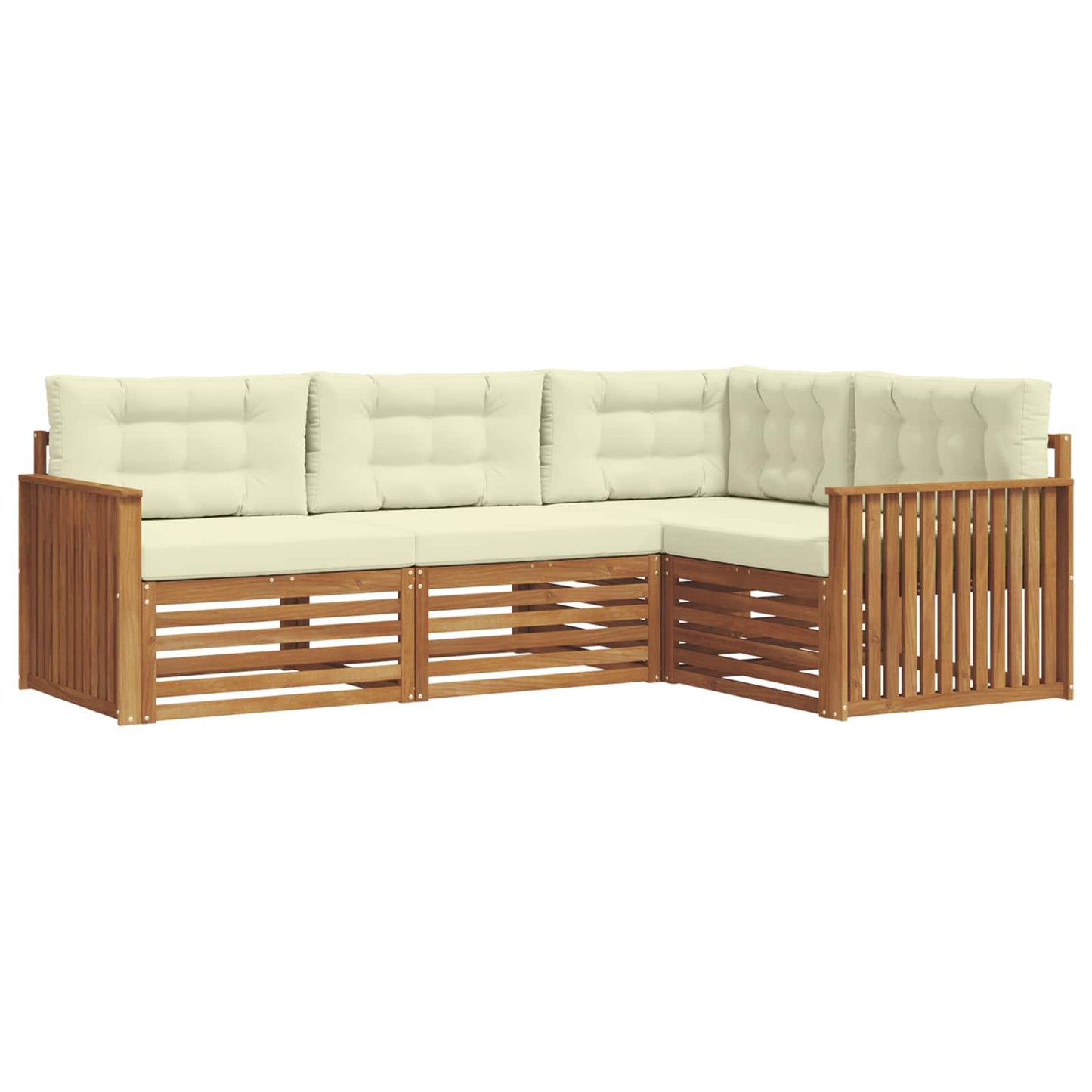 Set di divani da esterno con cuscino 4 pcs Naturale e Crema | homemem39
