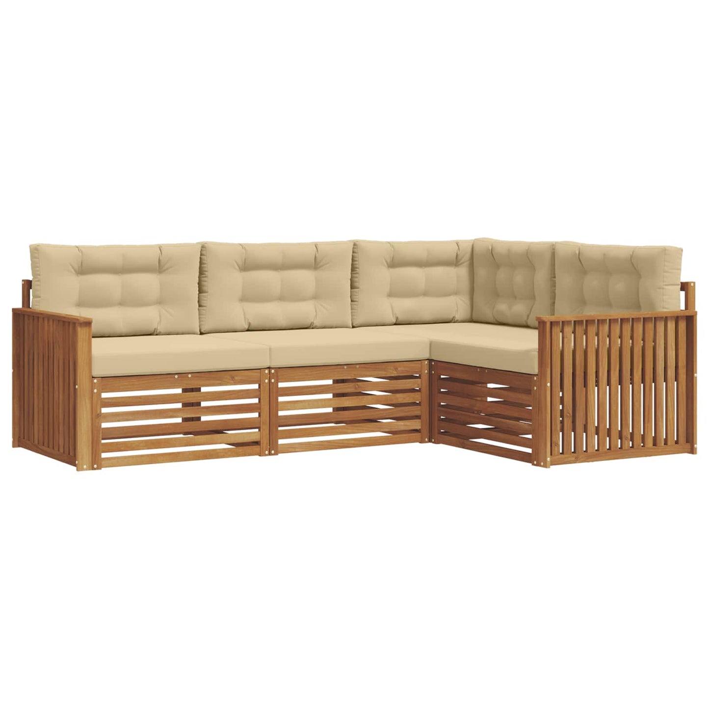 Set di divani da esterno con cuscino 4 pcs Naturale e Beige | homemem39