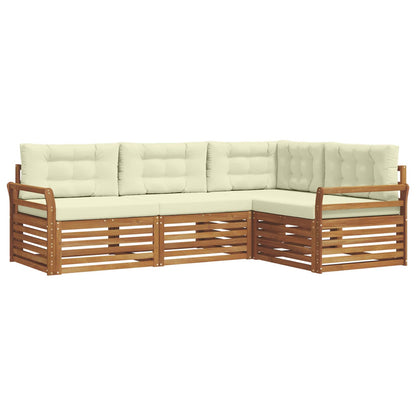 Set di divani da esterno con cuscino 4 pcs Naturale e Crema