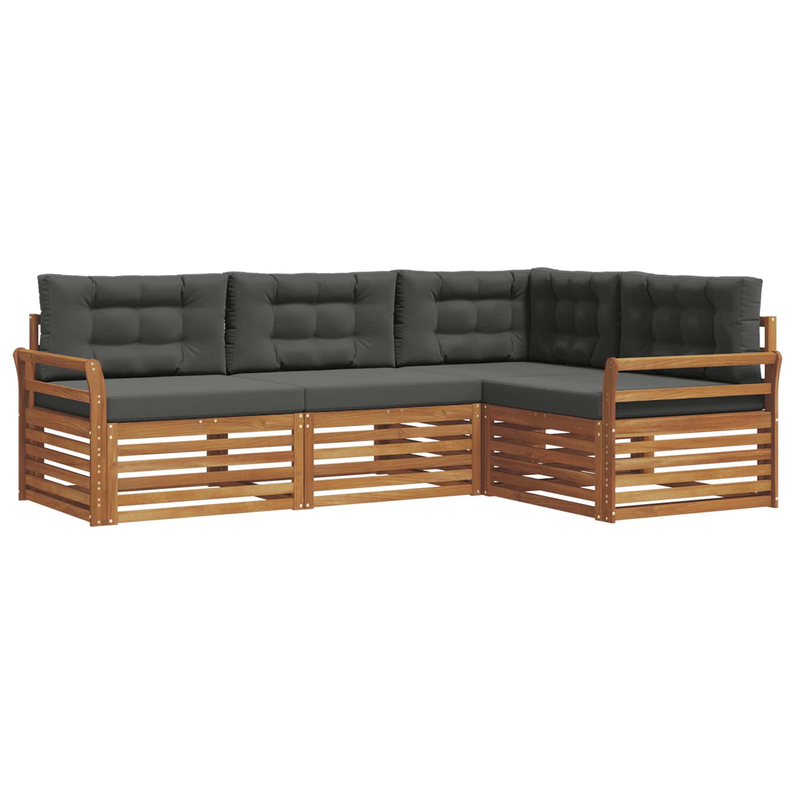 Set di divani da esterno con cuscino 4 pcs Naturale e Antracite | homemem39