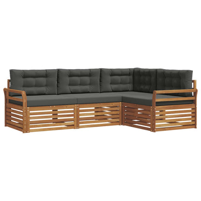 Set di divani da esterno con cuscino 4 pcs Naturale e Antracite | homemem39