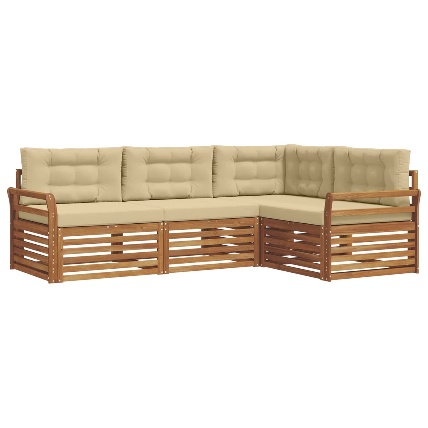 Set di divani da esterno con cuscino 4 pcs Naturale e Beige