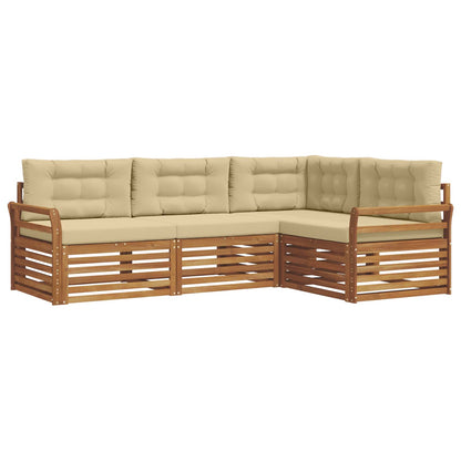 Set di divani da esterno con cuscino 4 pcs Naturale e Beige