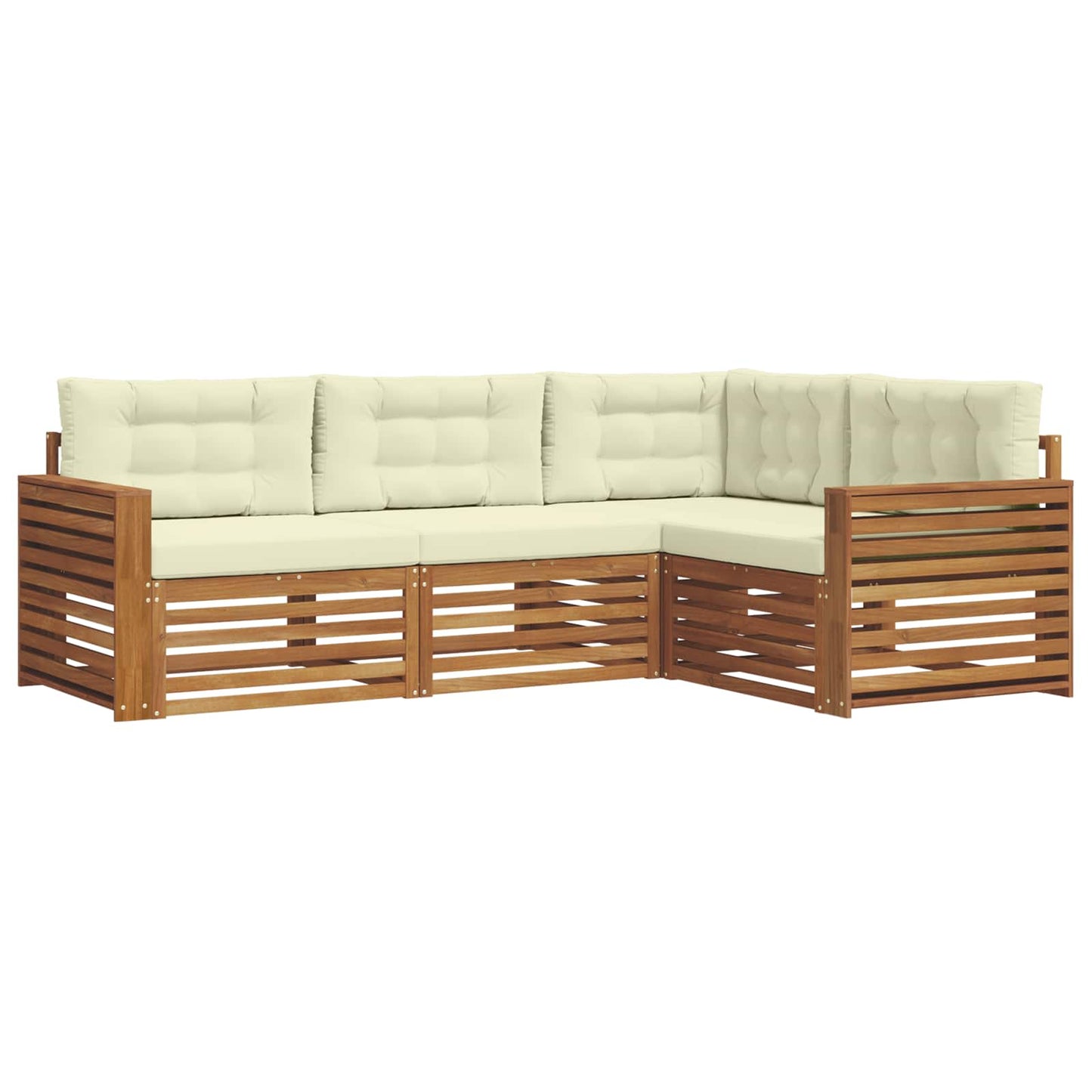 Set di divani da esterno con cuscino 4 pcs Naturale e Crema | homemem39