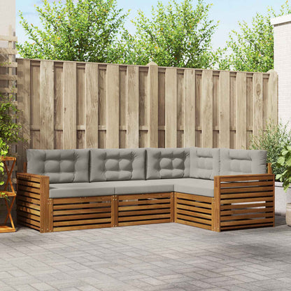 Set di divani da esterno 4 pcs Grigio Naturale e Chiaro