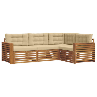 Set di divani da esterno con cuscino 4 pcs Naturale e Beige | homemem39