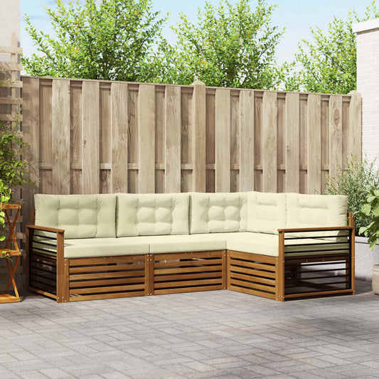 Set di divani da esterno con cuscino 4 pcs Naturale e Crema