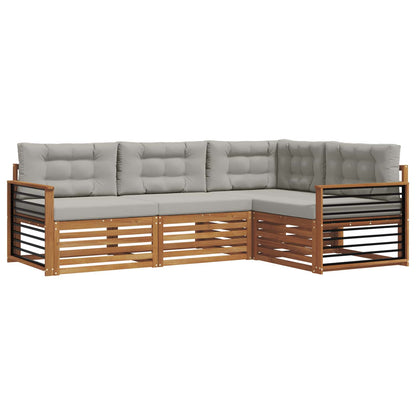 Set di divani da esterno 4 pcs Grigio Naturale e Chiaro