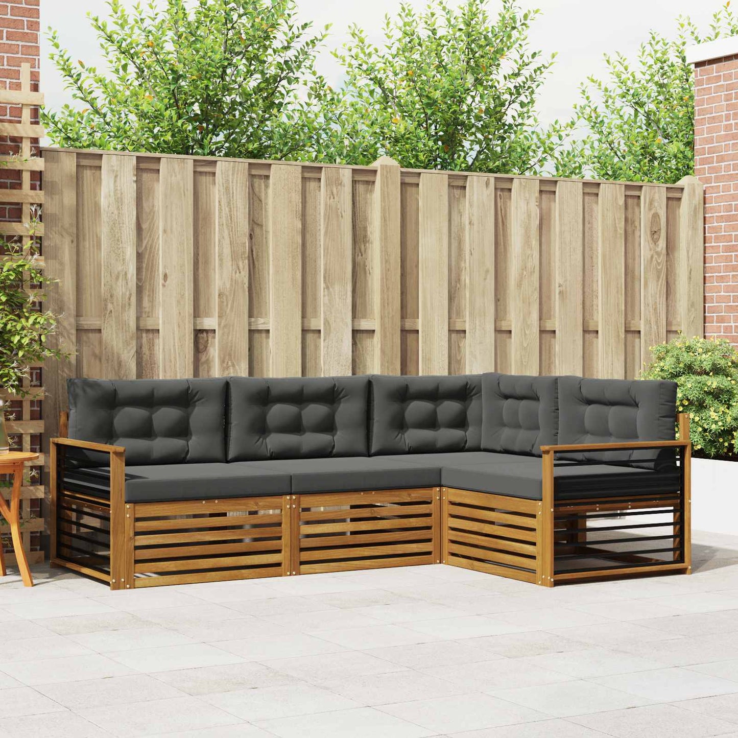 Set di divani da esterno con cuscino 4 pcs Naturale e Antracite