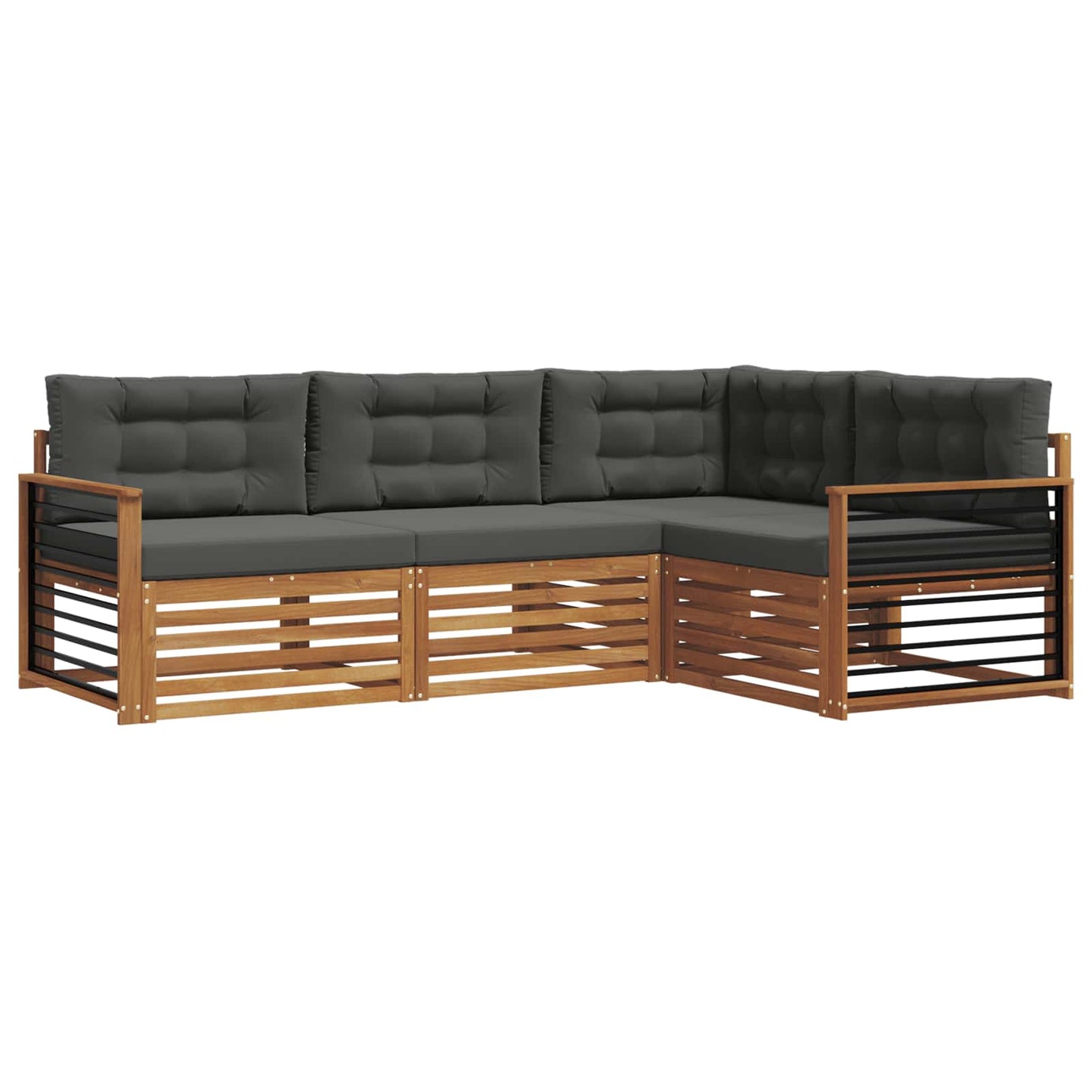Set di divani da esterno con cuscino 4 pcs Naturale e Antracite | homemem39