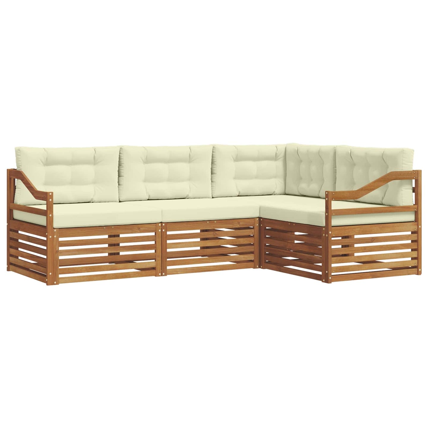 Set di divani da esterno con cuscino 4 pcs Naturale e Crema | homemem39