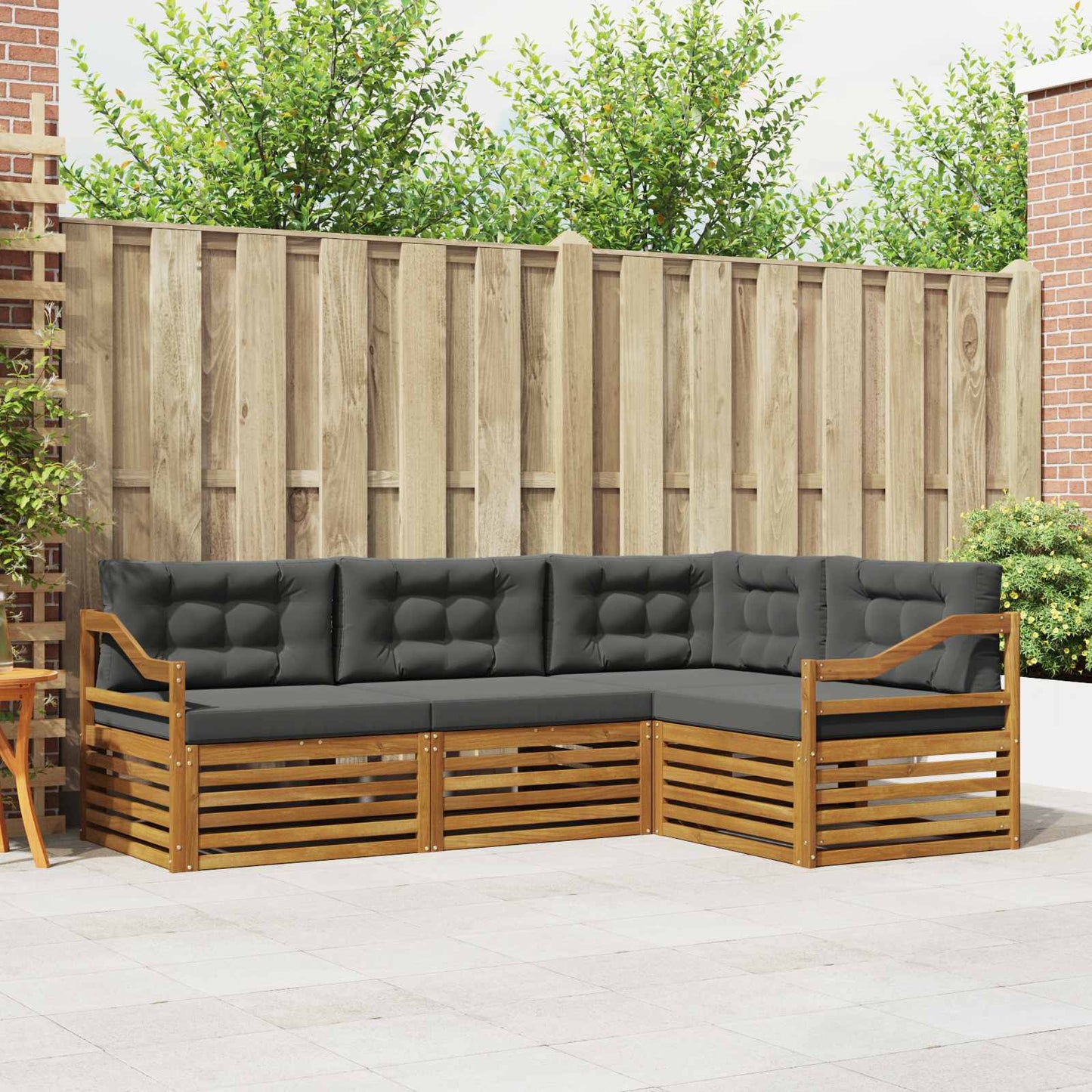 Set di divani da esterno con cuscino 4 pcs Naturale e Antracite