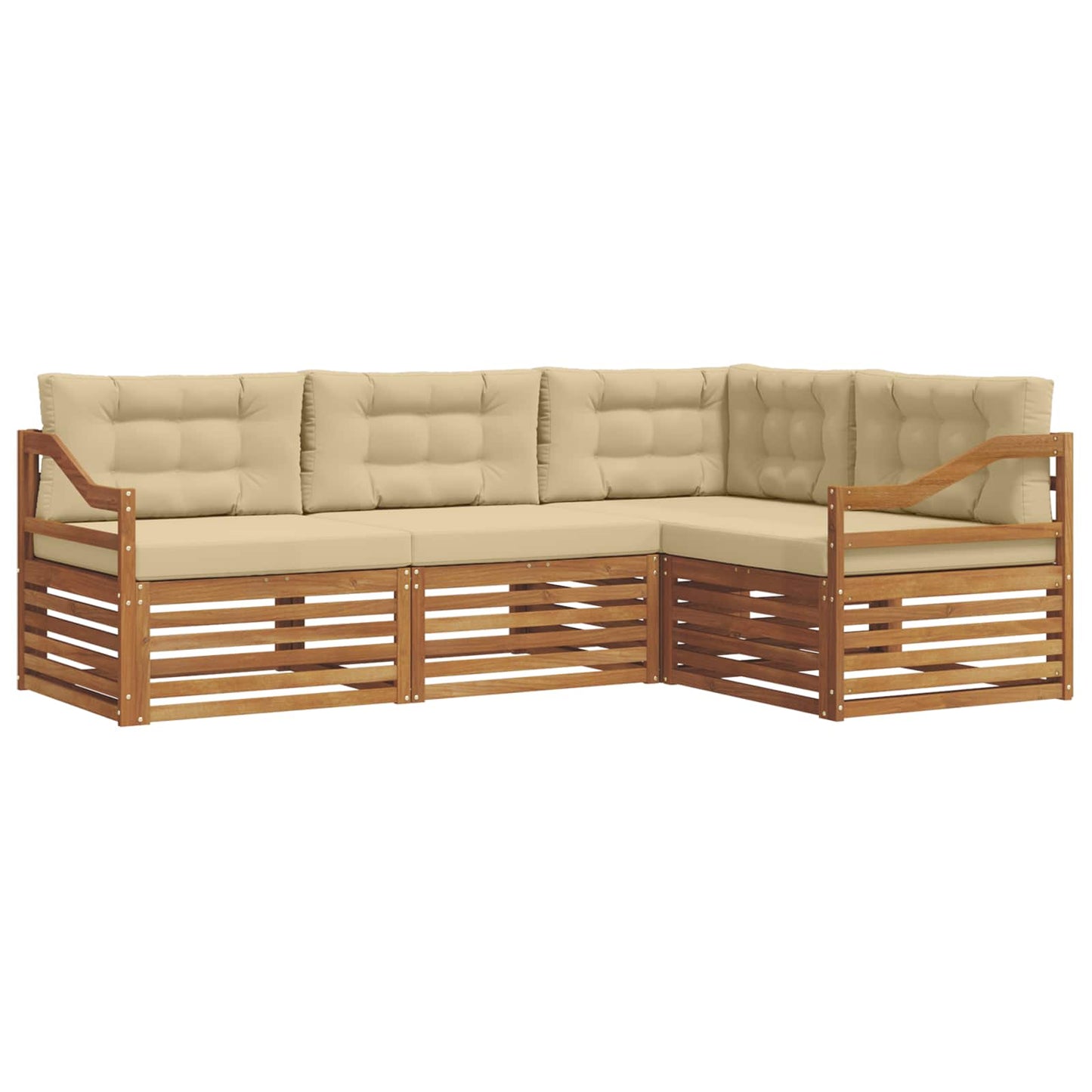 Set di divani da esterno con cuscino 4 pcs Naturale e Beige | homemem39