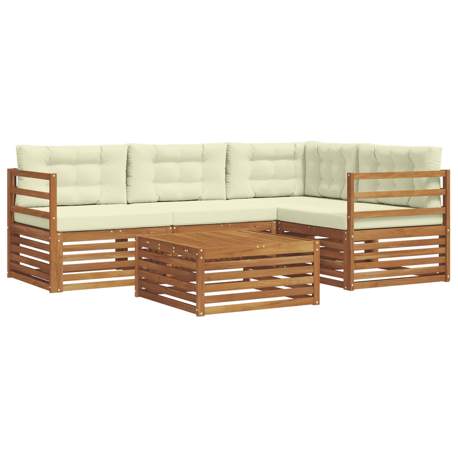 Set di divani da esterno con cuscino 5 pcs Naturale e Crema | homemem39