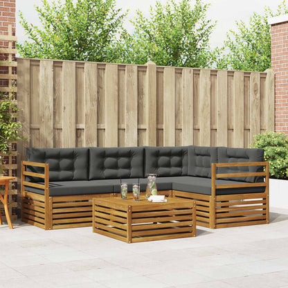Set di divani da esterno con cuscino 5 pcs Naturale e Antracite