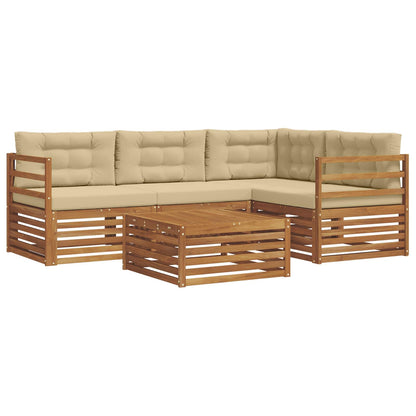 Set di divani da esterno con cuscino 5 pcs Naturale e Beige | homemem39