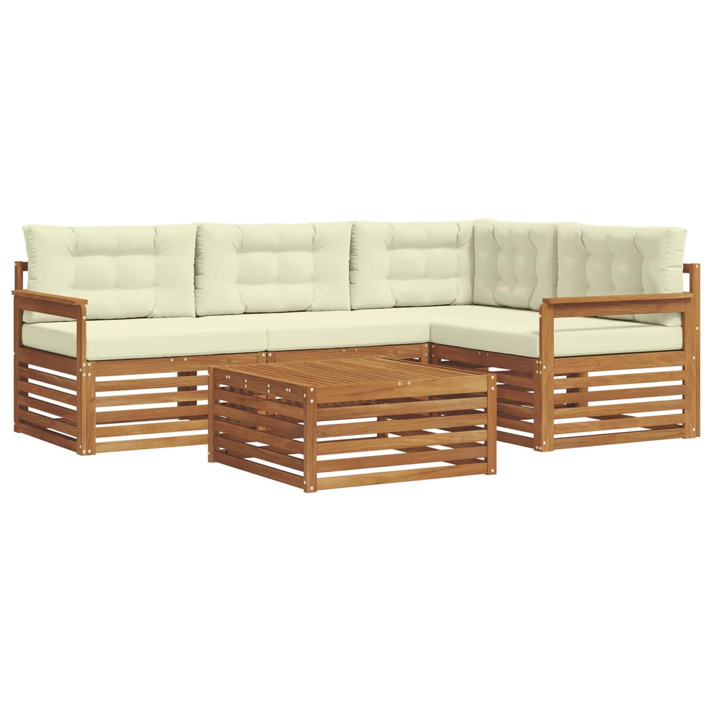 Set di divani da esterno con cuscino 5 pcs Naturale e Crema