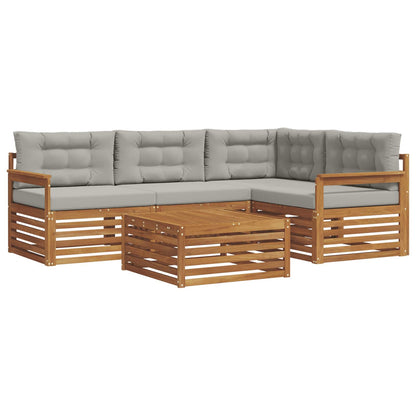 Set di divani da esterno 5 pcs Grigio Naturale e Chiaro