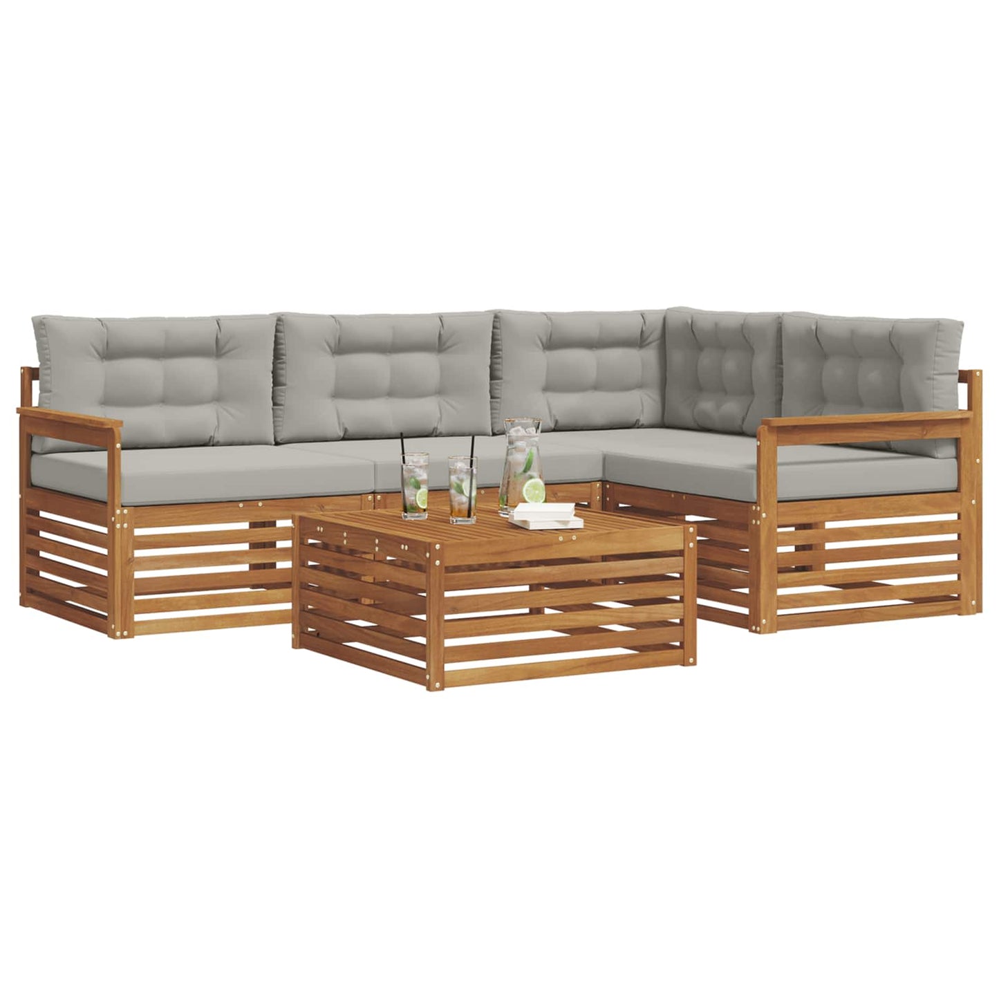 Set di divani da esterno 5 pcs Grigio Naturale e Chiaro | homemem39