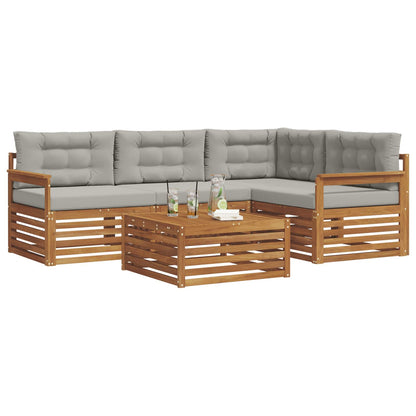 Set di divani da esterno 5 pcs Grigio Naturale e Chiaro | homemem39