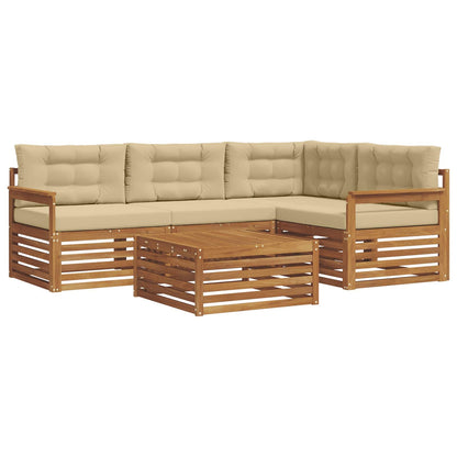 Set di divani da esterno con cuscino 5 pcs Naturale e Beige | homemem39
