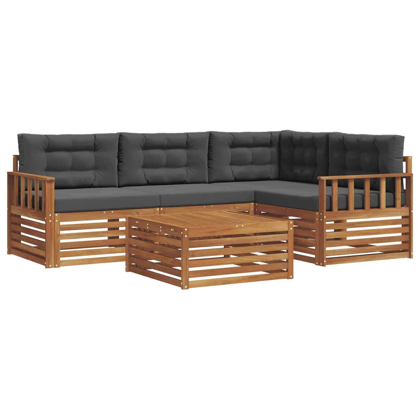 Set di divani da esterno con cuscino 5 pcs Naturale e Antracite