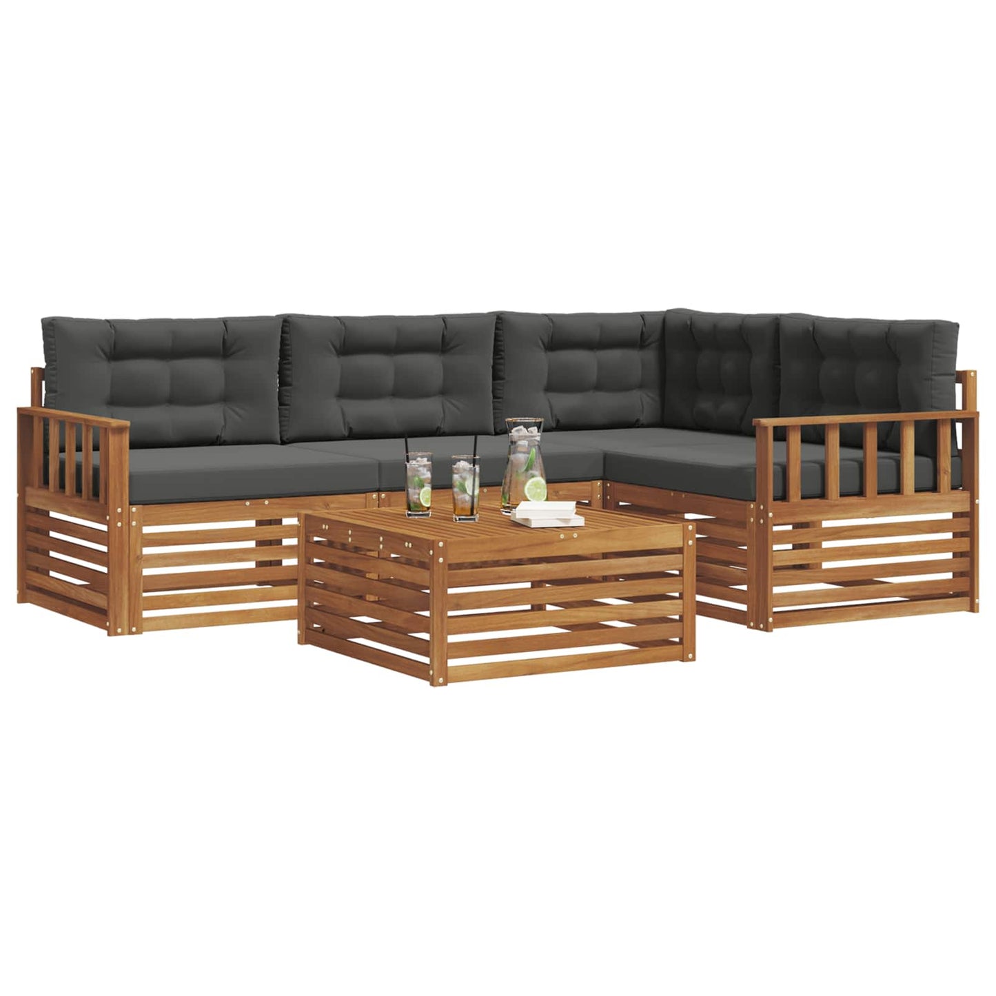 Set di divani da esterno con cuscino 5 pcs Naturale e Antracite