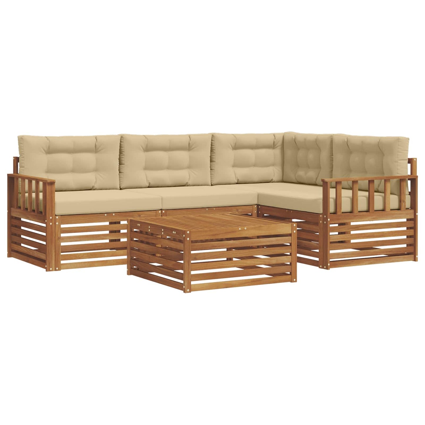 Set di divani da esterno con cuscino 5 pcs Naturale e Beige | homemem39