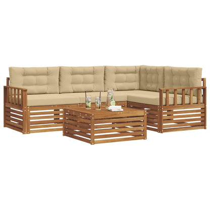 Set di divani da esterno con cuscino 5 pcs Naturale e Beige | homemem39