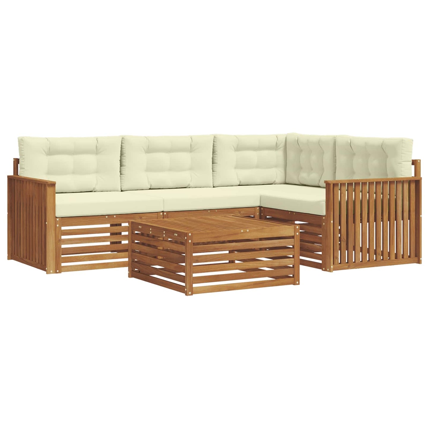 Set di divani da esterno con cuscino 5 pcs Naturale e Crema