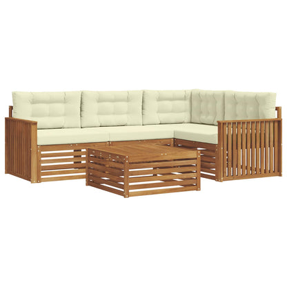 Set di divani da esterno con cuscino 5 pcs Naturale e Crema