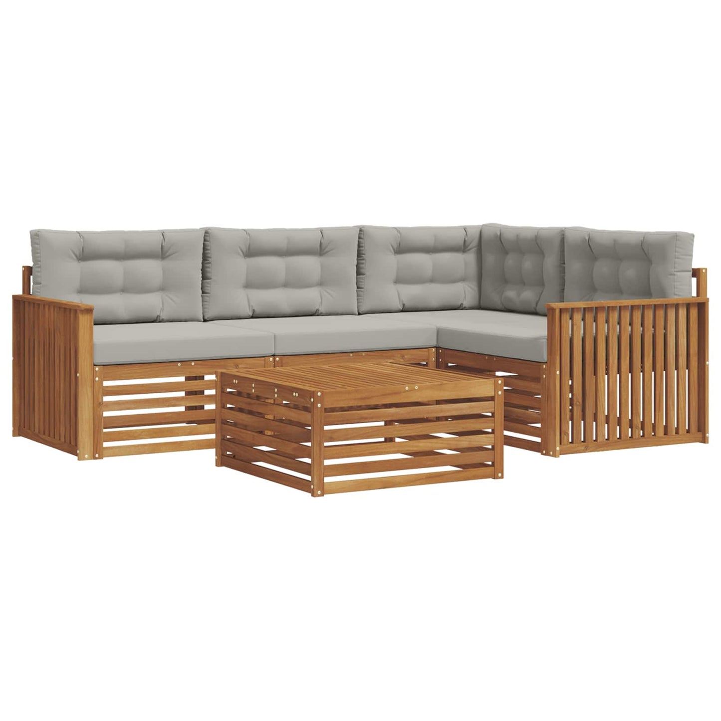 Set di divani da esterno 5 pcs Grigio Naturale e Chiaro | homemem39