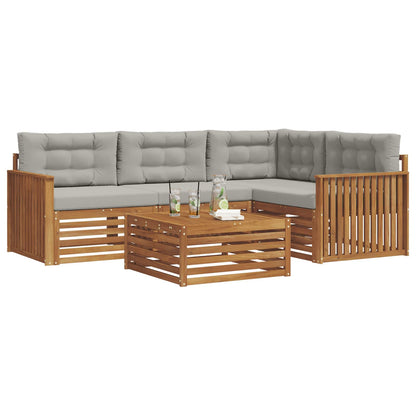 Set di divani da esterno 5 pcs Grigio Naturale e Chiaro | homemem39