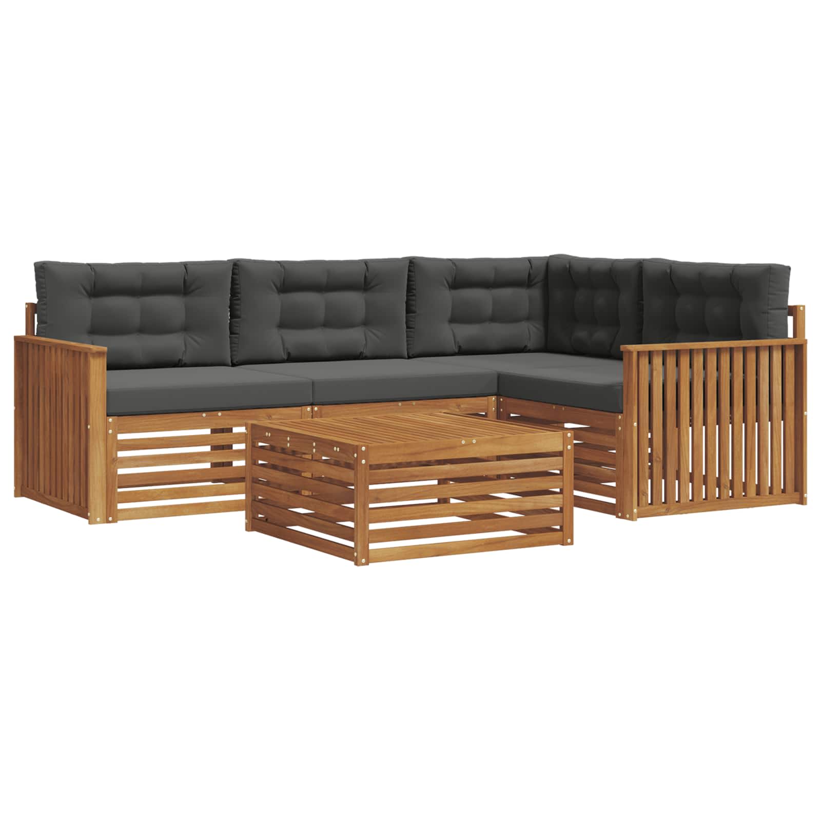 Set di divani da esterno con cuscino 5 pcs Naturale e Antracite | homemem39