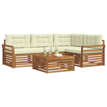 Set di divani da esterno con cuscino 5 pcs Naturale e Crema