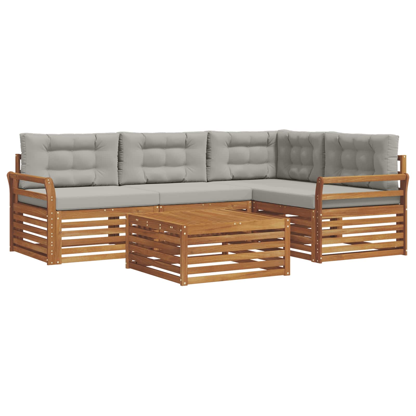 Set di divani da esterno 5 pcs Grigio Naturale e Chiaro | homemem39