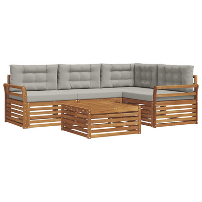 Set di divani da esterno 5 pcs Grigio Naturale e Chiaro