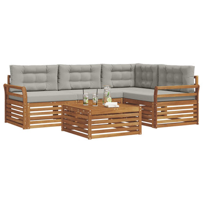 Set di divani da esterno 5 pcs Grigio Naturale e Chiaro | homemem39