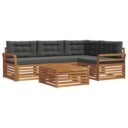Set di divani da esterno con cuscino 5 pcs Naturale e Antracite | homemem39